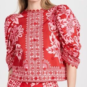 NEW Farm Rio Flora Tapestry Red Top Size XL